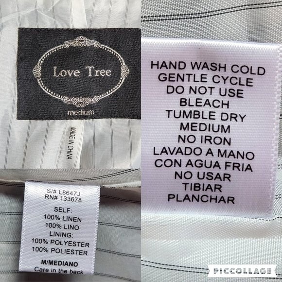 Love Tree Bluish Tint 1-Button Linen Blazer with Pinstripe Lining Size M - Picture 11 of 11